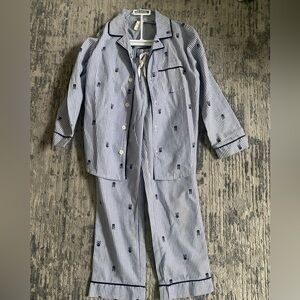 Gap Kids Blue Stripe Pajama Set with Navy Skull Print